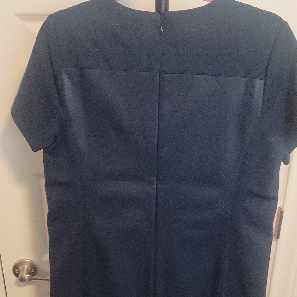 Ann Taylor Faux Leather Mixed Media Shift Dress - Picture 5 of 7